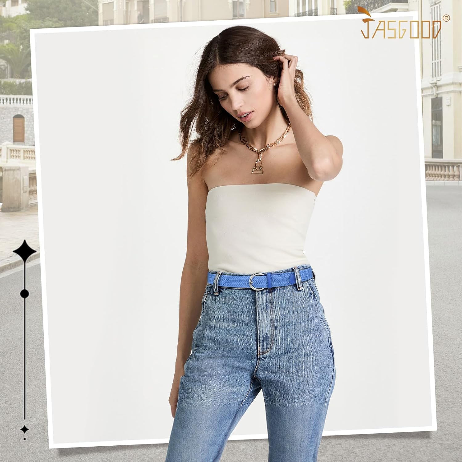 JASGOOD Women Men Braided Woven Elastic Stretch Belt Golf Canvas Casual Belt for Jeans Pants - Image 6