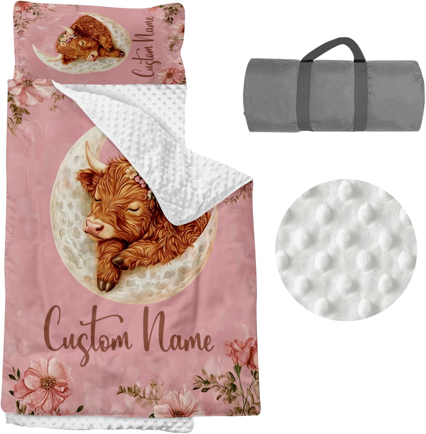Custom Fox Nap Mat, Personalized Name Toddler Sleeping Bag for Daycare Preschool Kindergarten, Boys Girls Sleep Mats with Pillow Blanket, Kids Sleep Sacks for 2-15 Years, Cute Fox