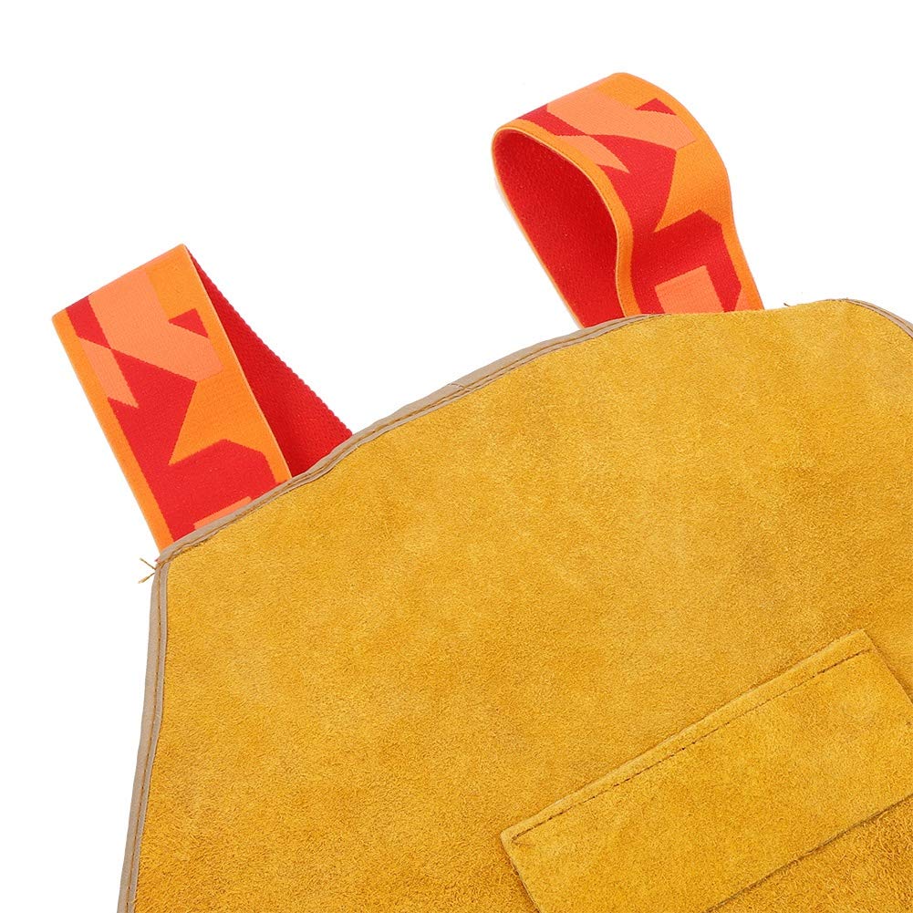 Tuta lavoro ignifuga con gambe divise per una vestibilità como durante i lavori di saldatura, realizzata in resistente pelle bovina, giallo, 1 pezzo