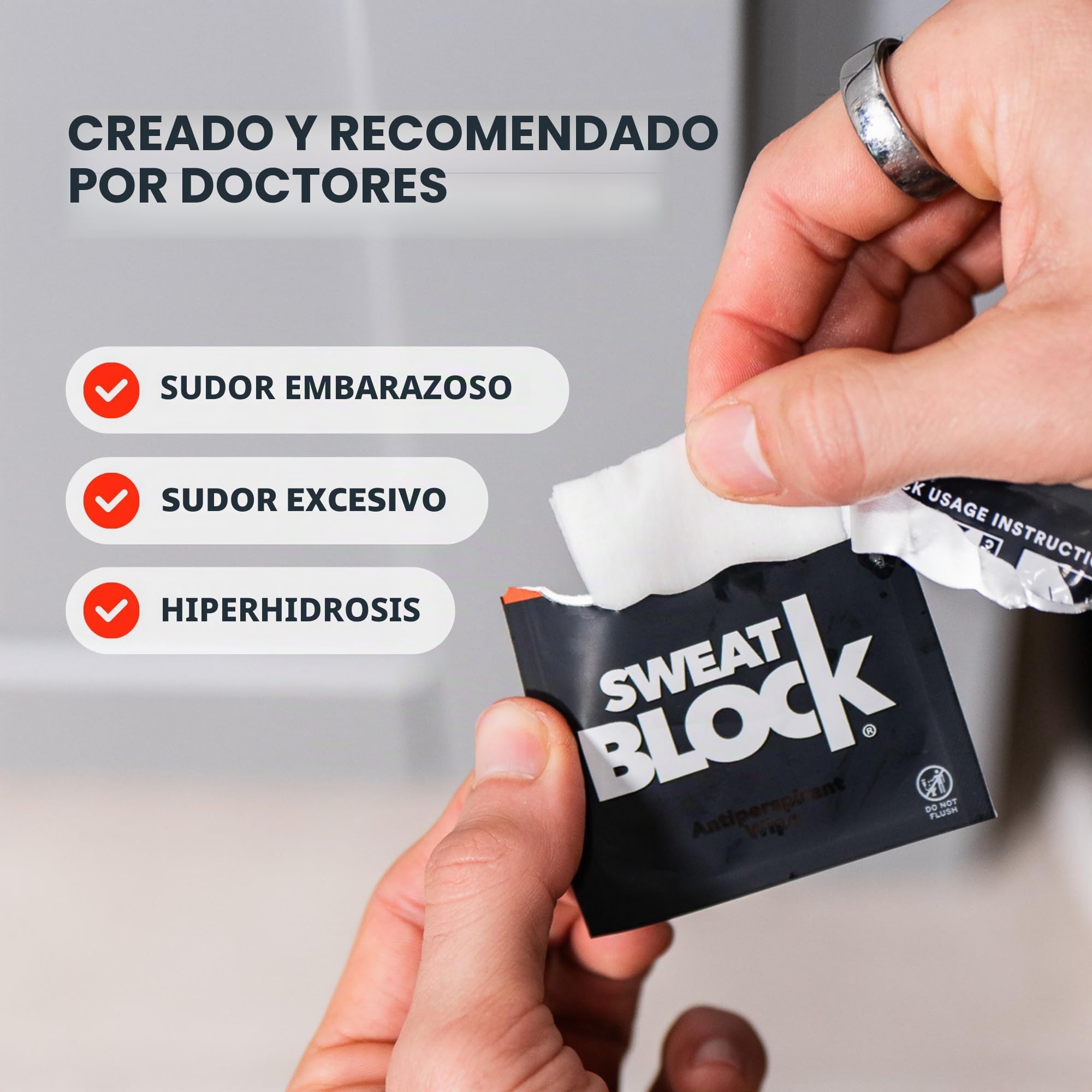 Sweat Block Antitranspirante en formato toallita extrafuerte para hiperhidrosis