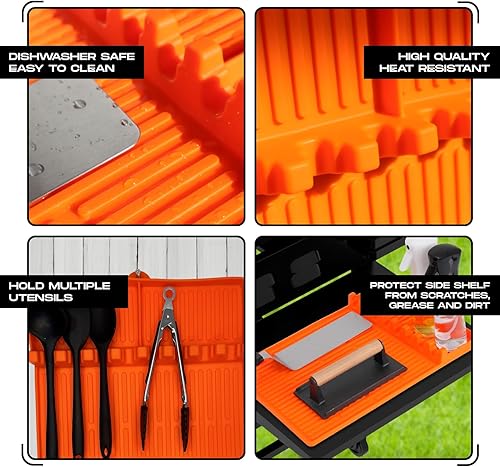 Miniatura 2 de Alfombrilla de silicona para parrilla Blackstone  Alfombrilla de silicona grande de grado alimenticio con almohadilla de goteo  Organizador de