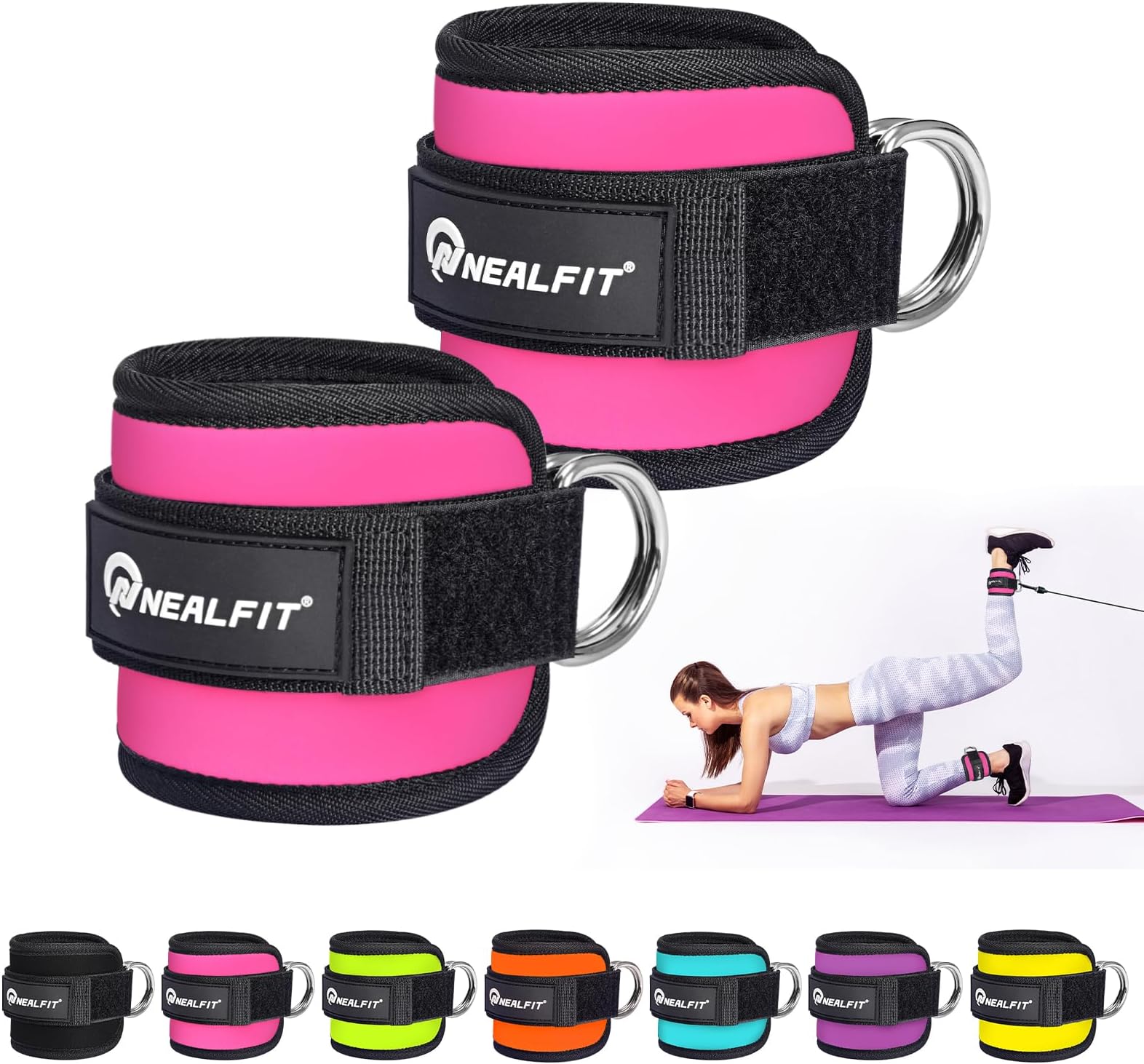 NEALFIT Ankle Strap for Cable Machine, Gym Ankle Cuff for Kickbacks, Leg Extensions, Glute Workouts, Booty Hip Abductors Exercise for Women and Men