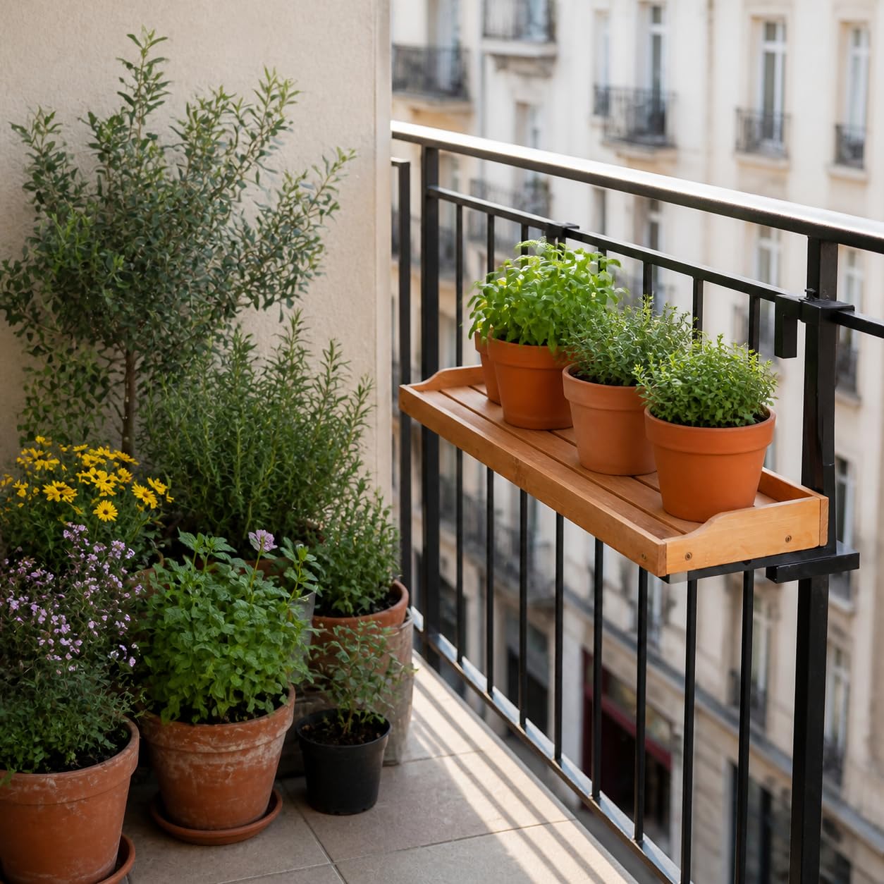 Fioriera Sospesa Balcone Legno Moderna, non pieghevole | Superficie liscia, , Spazio sul davanzale, Per hobbisti del fai-da-te