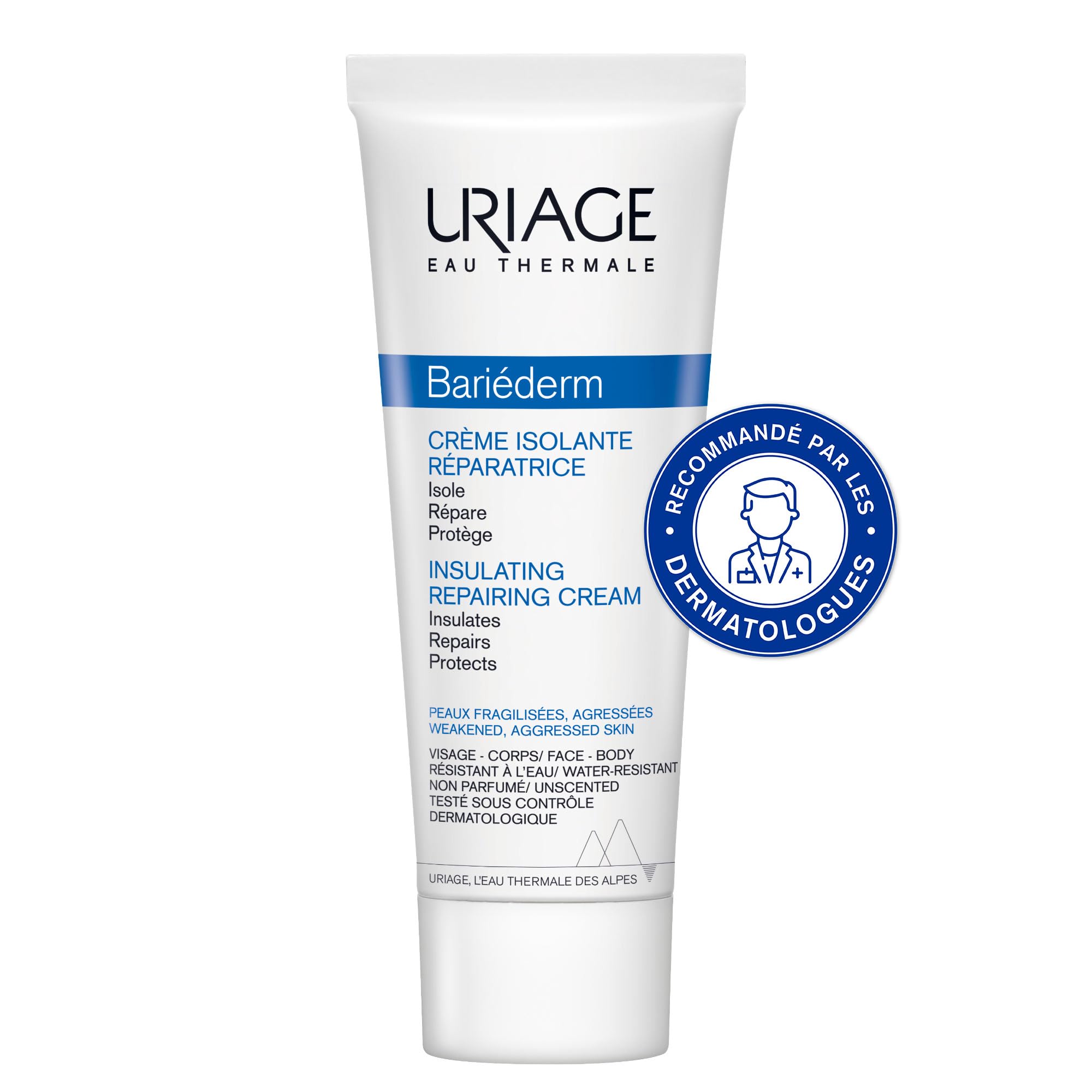 Uriage Bariederm Crème Isolante Réparatrice - Peaux Fragilisées, Agressées - Effet Bouclier contre les Irritations et Frottements - Crème Riche et Isolante - Visage & Corps - Non parfumée - 1L