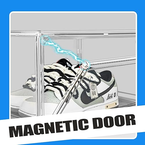 Miniatura 4 de EDS FAM Paquete de 4 cajas de almacenamiento para zapatillas de deporte, cajas de zapatos apilables de plástico transparente