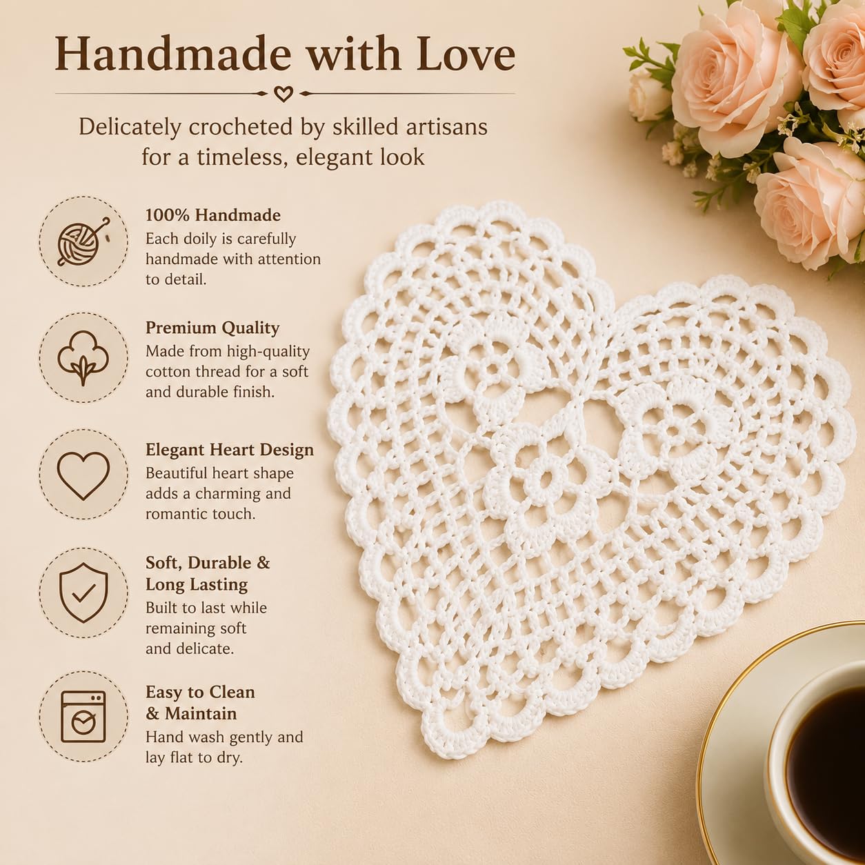 h*♡様 Mmeeme Heart cut line lace mini one Amazon.com: Fennco Styles Handmade Crochet Lace Heart Shape