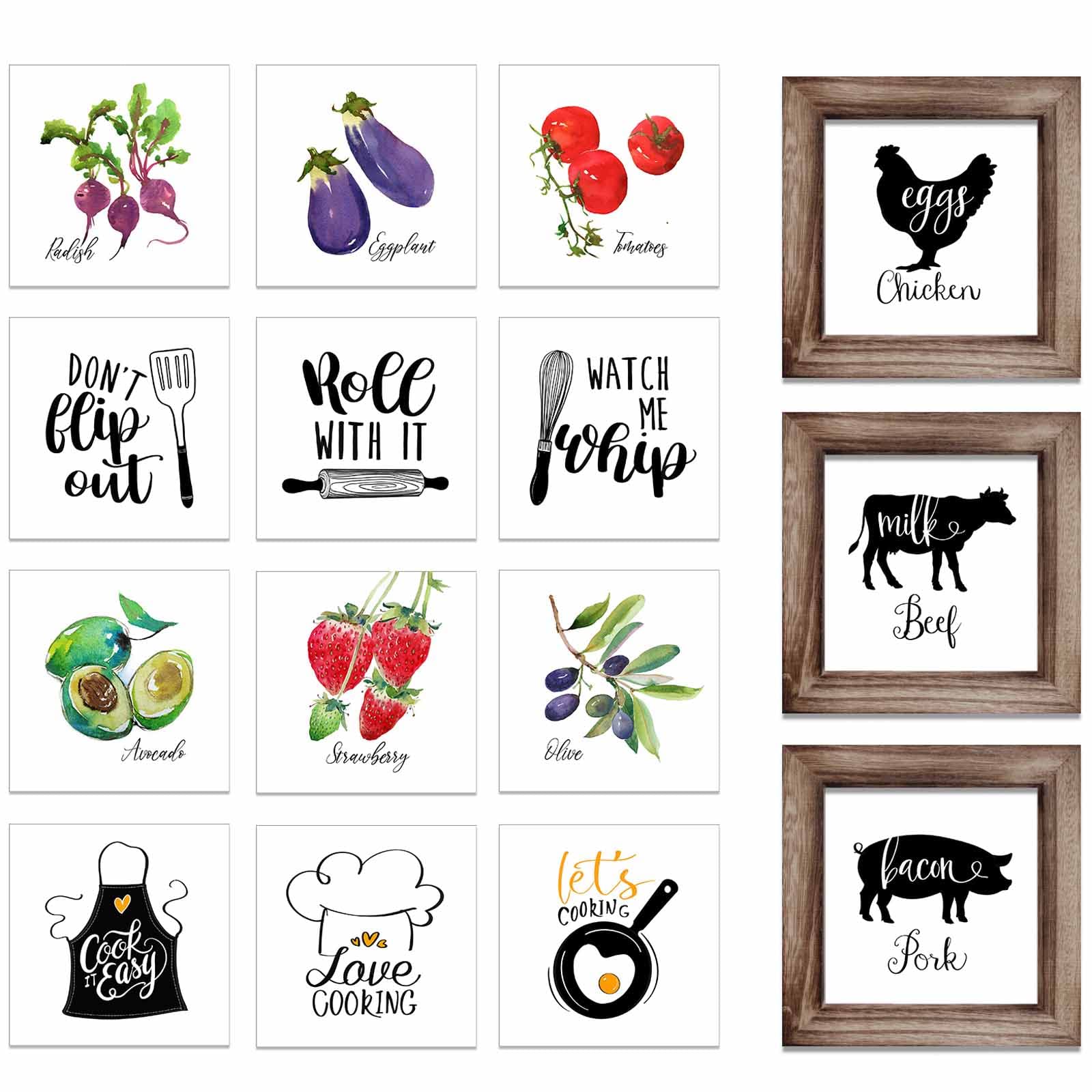 HLJ ARTBlack Cat Canvas Wall Funny Bathroom Wall Decor - Wood Picture Frame with 6 Interchangeable Poster Humor Sayings Cat Toilet Decoration (4x6 Frame)