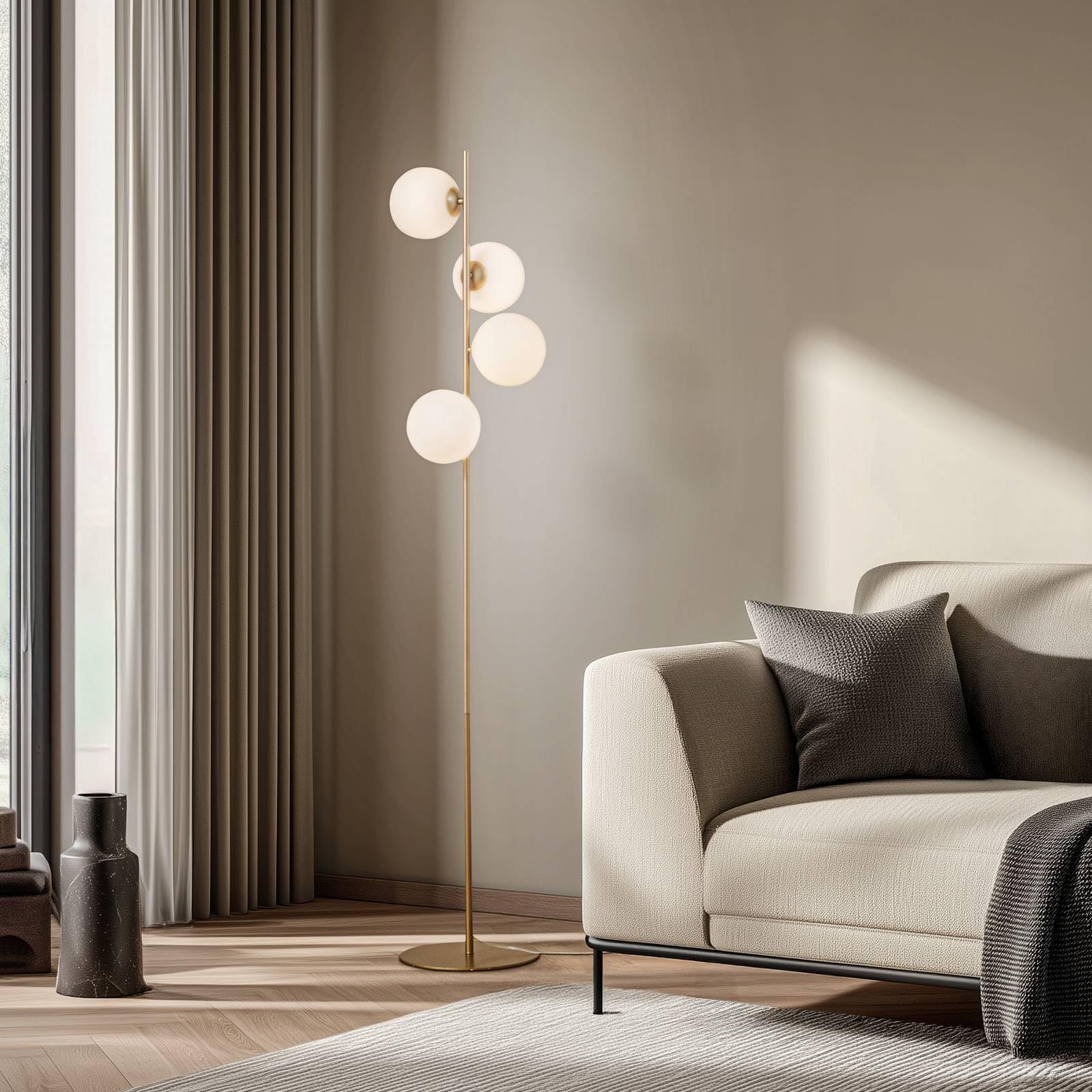 Lucande Stehlampe Isandro (Modern) in Gold/Messing aus Metall (4 flammig, G9) - Stehleuchte Standleuchte Floor Lamp Wohnzimmerlampe Wohnzimmerleuchte