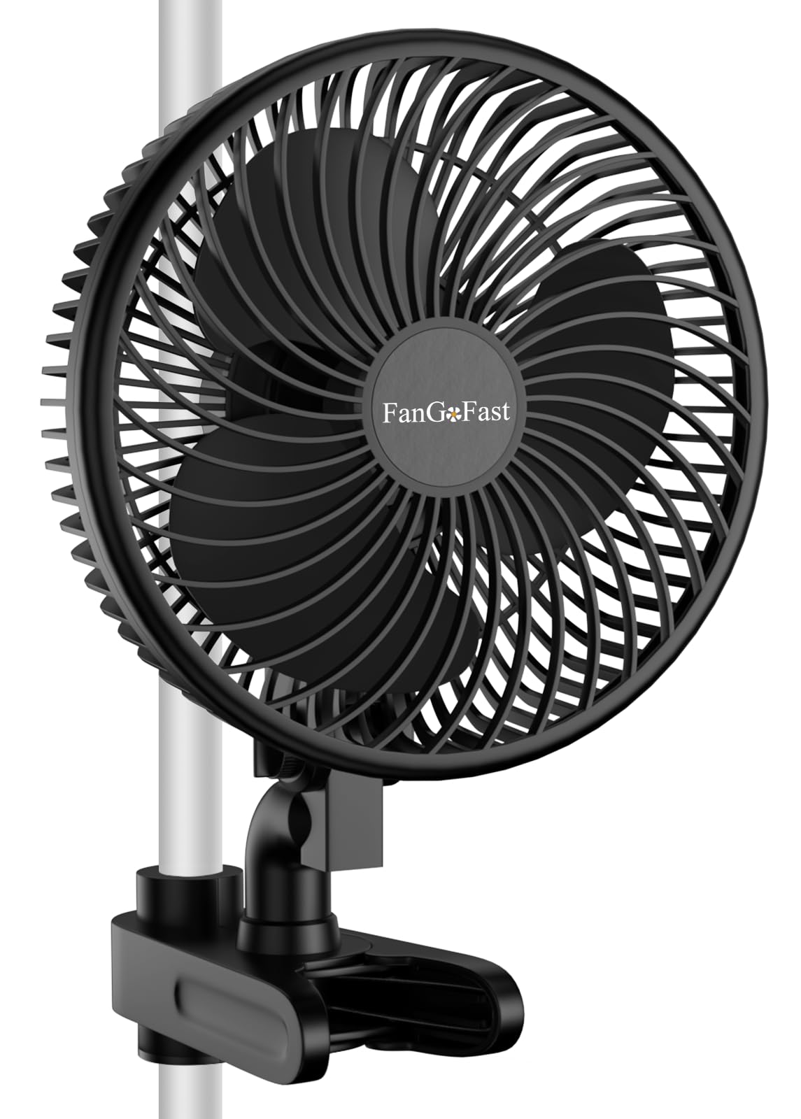 FanGoFast Grow Clip-Ventilator Oszillierend, EC Motor mit 10-Geschwindigkeiten, Grow Ventilator Klemmbar für Growzelt, 20cm Durchmesser, 10W, 561m³/h Luftstrom, 32 dBA - Perfekt Lüfter für Growbox