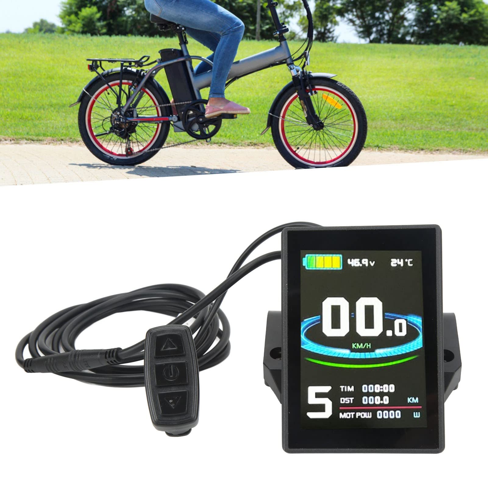 LCD Display Meter, Speedometer, Odometer, Battery Voltage, Power Assist Level, Temperature Monitor for Electric Bicycle