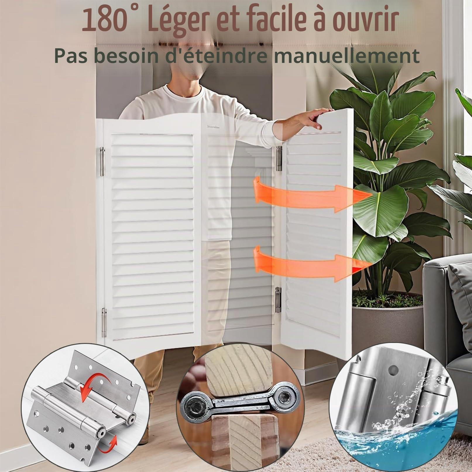 Portes de café, Porte Battante Rétro À Persiennes, Porte De Bar En Bois, porte saloon western 2 battant, Cloison Parlour Butler Porte À Fermeture Automatique Avec Charnières, Brown W85×H90cm