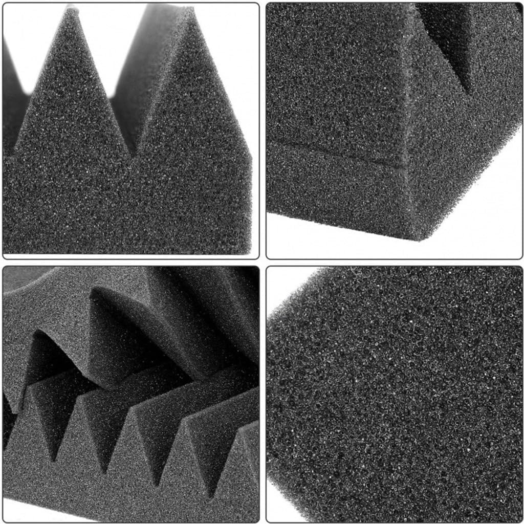 Paneles de espuma acústica, azulejos de pared autoadhesivos para insonorización, paneles de cuña resistentes al fuego de alta densidad, paquete de 12 unidades para absorción de sonido de estudio