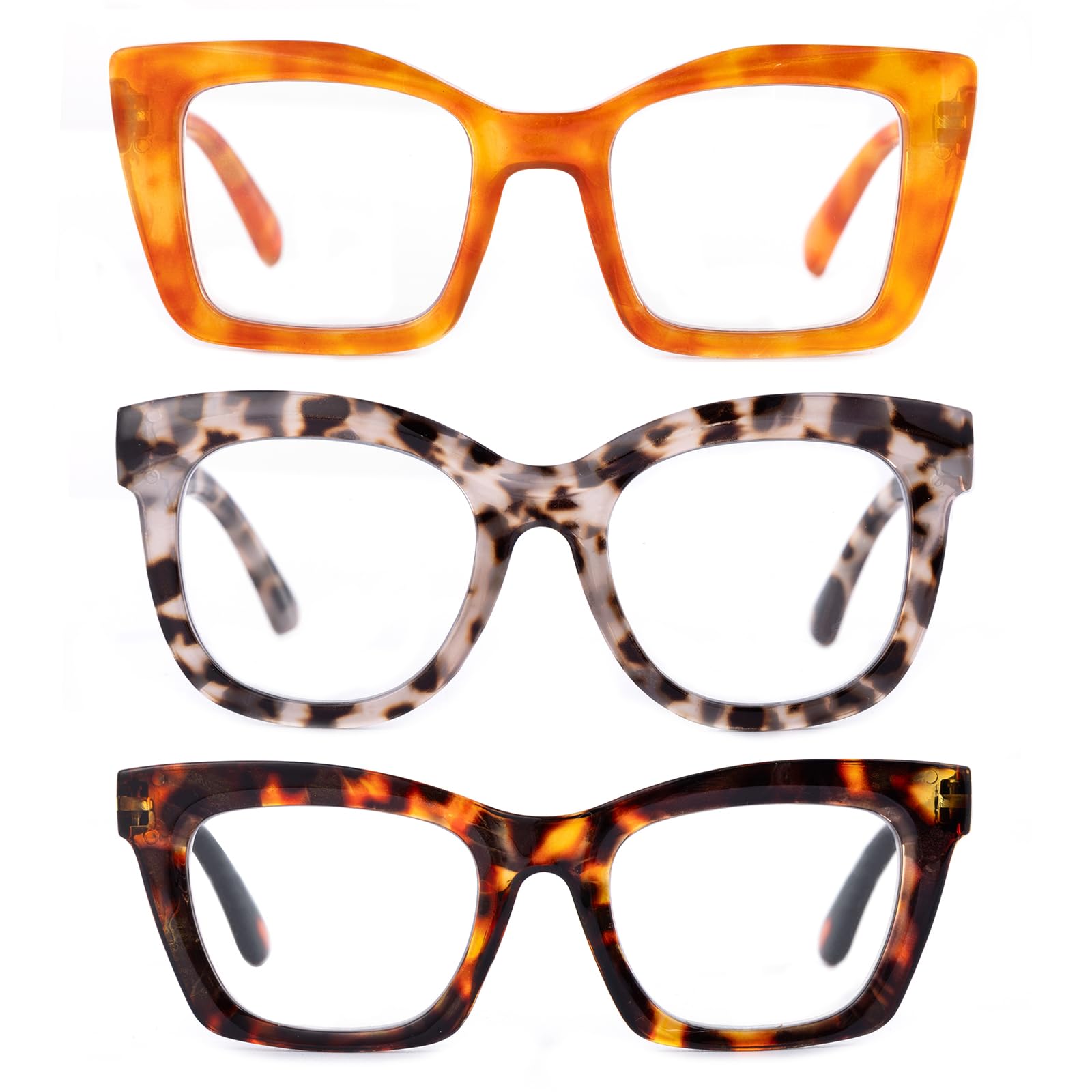 OuShiun Oversized Reading Glasses for Women Men Fashion Computer Readers Spring Hinge Eyeglasses