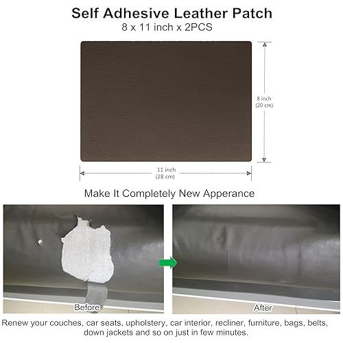 Vista 40 de ILOFRI - Cinta de cuero autoadhesiva, parche de 3 x 60 pulgadas, kit de reparación de vinilo y cuero duradero y autoadhesivo para sofás, asientos