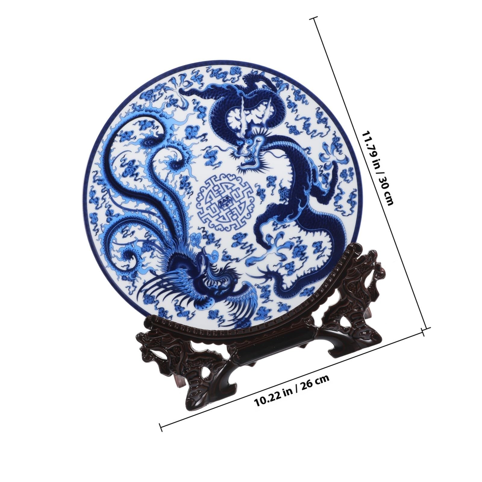 Plato Decorativo de Porcelana Azul y White, Cerámica, Estilo Chino