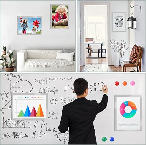 Miniatura 4 de 10 portarretratos de 8.5 x 11 pulgadas, marco autoadhesivo de 8.5 x 11 pulgadas con marco magnético fuerte y PVC transparente para póster de fotos,