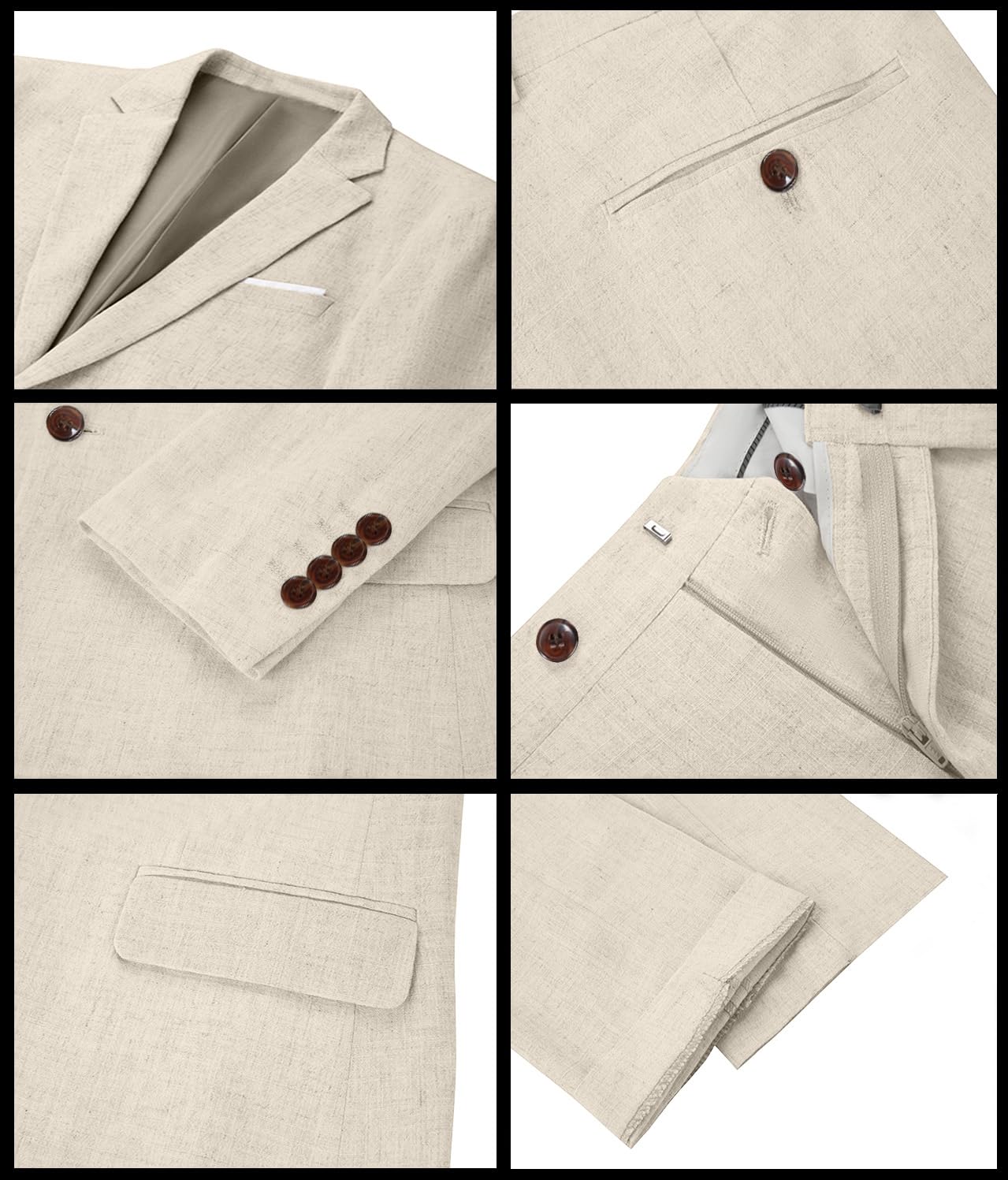 Completo da uomo in lino, 3 pezzi, slim fit, per spiaggia, matrimonio, formale, lavoro, sposo, ballo scolastico, set di abiti