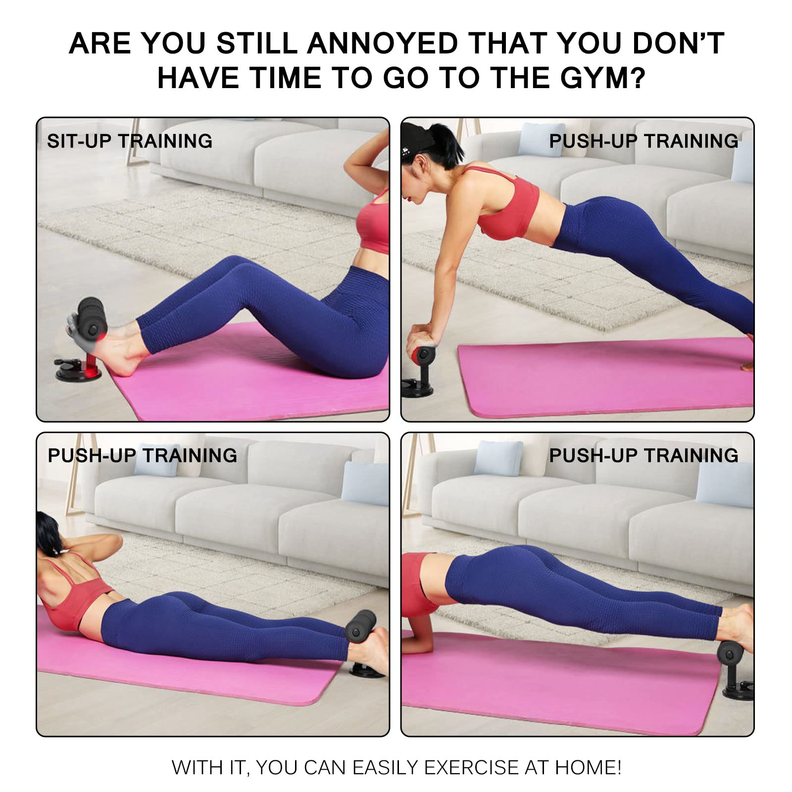 Attrezzi per Addominali, YUNYODA Barra Sit Up Autoaspirante, Attrezzature per Il Fitness Supporto Addominale per Palestra di Casa Allenamento Muscolare [Non consigliato per pavimenti in legno]