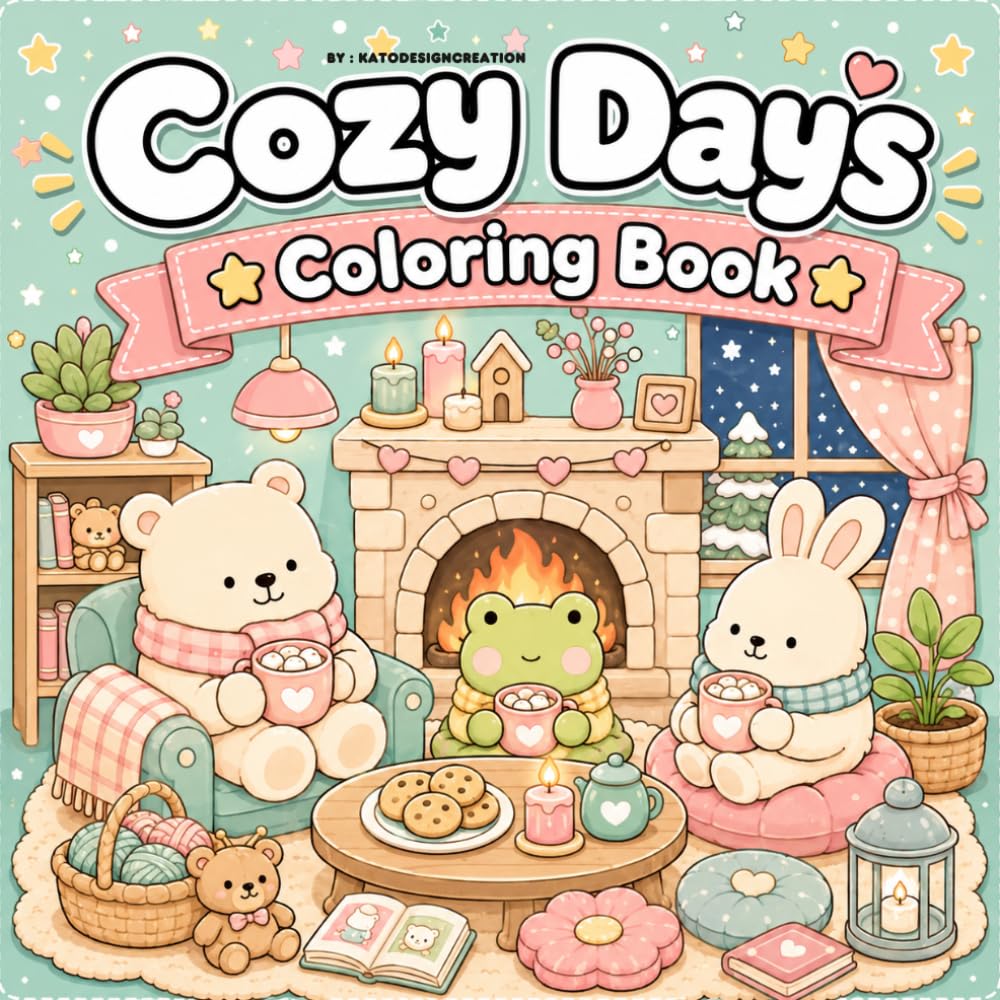 Cozy Days Coloring Book: Bold & Easy Cute Coloring Pages for Relaxation, Cute Cozy Animal Scenes for Stress Relief, Hygge-Inspired Coloring Pages for ... Kawaii Home & Cozy Life Coloring Pages