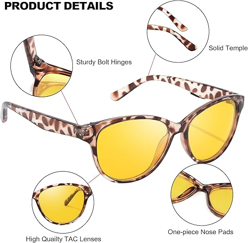 Miniatura 4 de IGnaef Lentes de visión nocturna que reducen el deslumbramiento para conducir, lentes polarizados amarillos nocturnos para mujeres y hombres IF8091