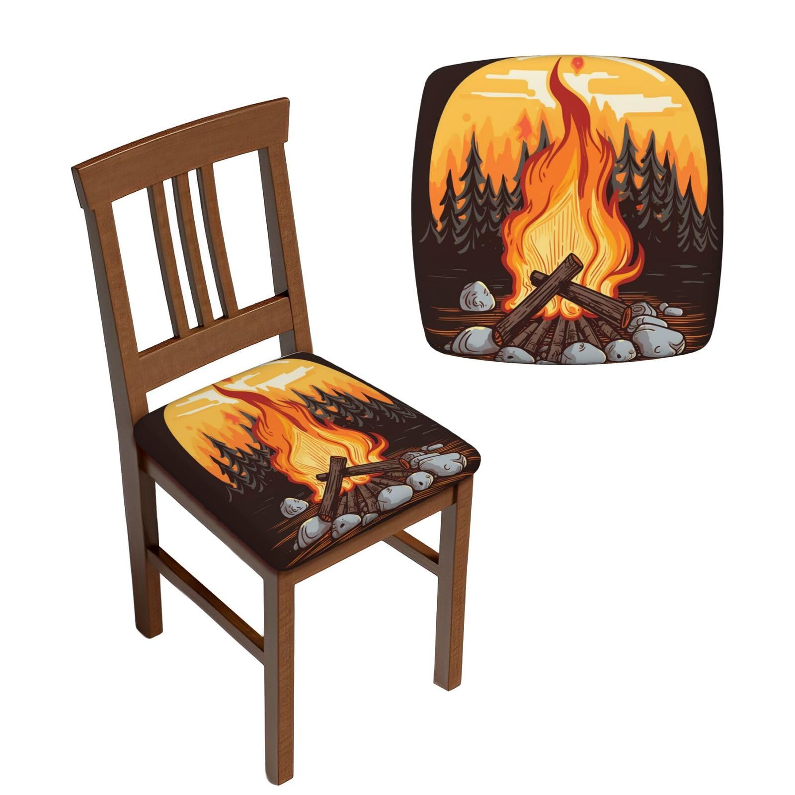 FodPand 4PCS Dining Chair Covers for Dining Room Bonfire Chair Seat Cover Stretch Parsons Chair Slipcover Removable Washable Seat Cushion Slipcovers Cover for Kitchen Office