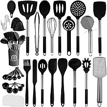 Kitchen Utensils, 45 Kitchen Utensil Set with Spatula, Silicone Spoon, Kitchen Scraper, for Cooking Accessories, Cooking Cutlery Set, Cooking Gifts and Cooking Utensils Set, Silicone and