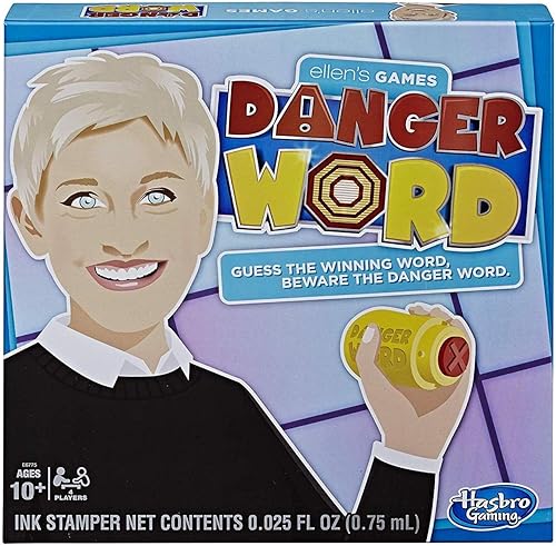 Hasbro Gaming Ellen's Games Danger Word Game; juego Ellen Degeneres para 4 jugadores a partir de 10 años