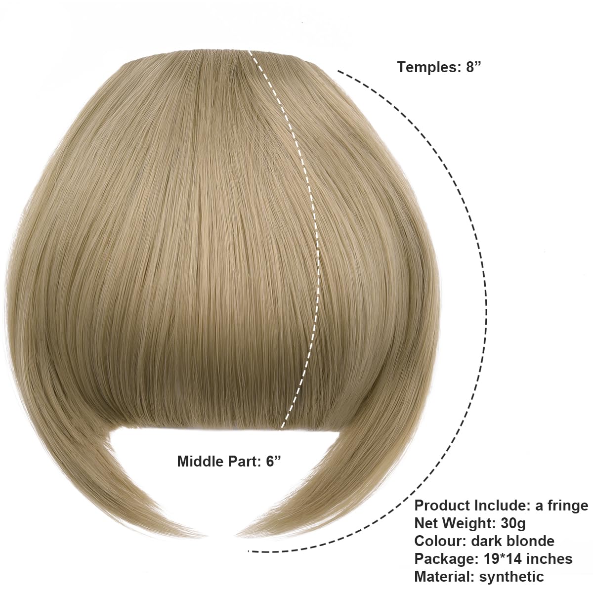 BUYOGET Clip in Fringe Hair Extension Natural Deep Blonde Straight Fake fringe Clip on Bangs Hair Clip for Women - Image 2