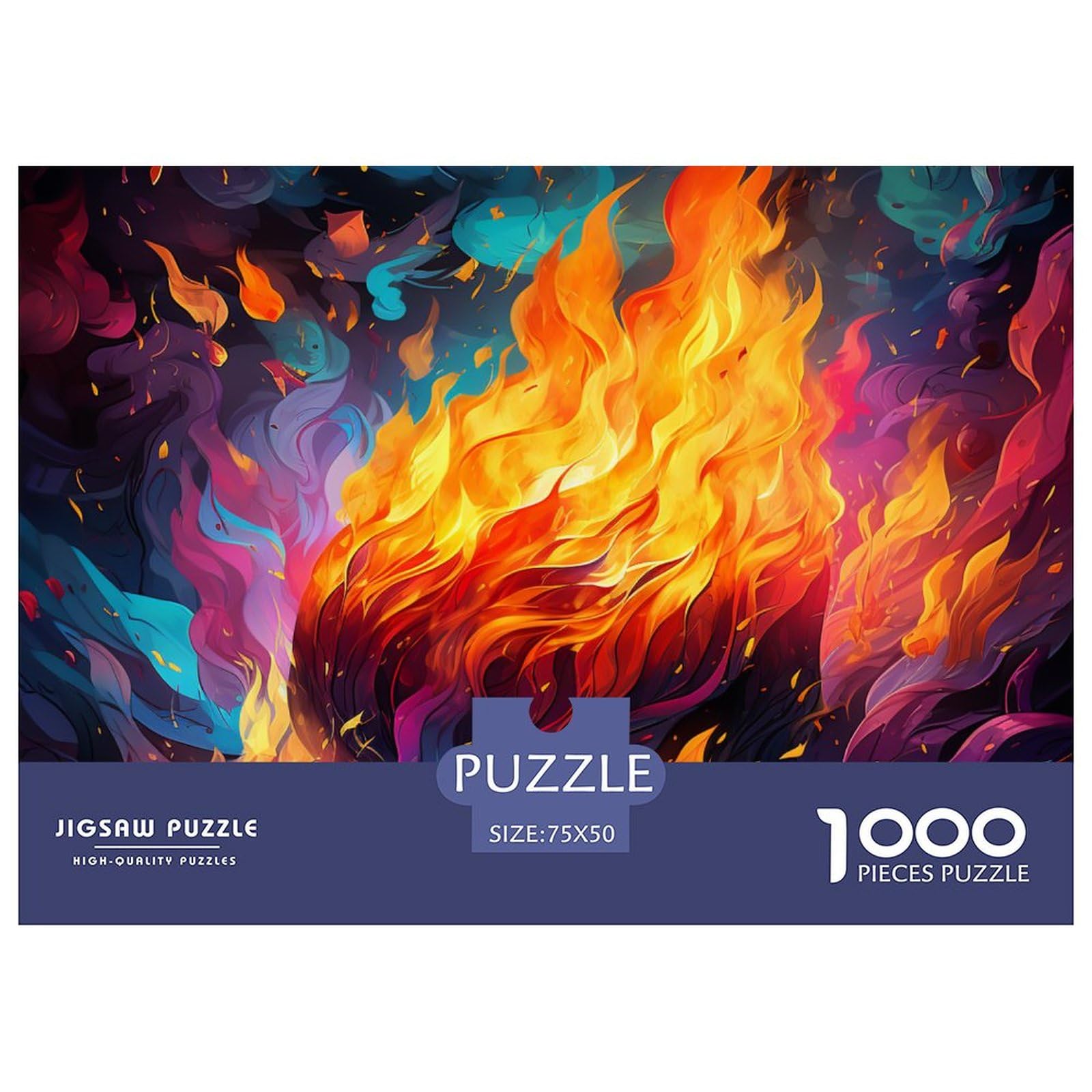 1000 Pieces Thickened Wood Jigsaw Puzzles with Flames for Adults Funny Home Decor Educational Toy Intellectual Toy Stress Reliever Challenge Educational 1000pcs (75x50cm)