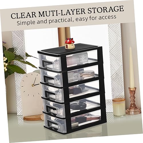 Miniatura 5 de Gadpiparty Organizador de escritorio de 5 cajones de plástico de cinco capas multifuncional, estación de almacenamiento, cubo de cosméticos, caja de