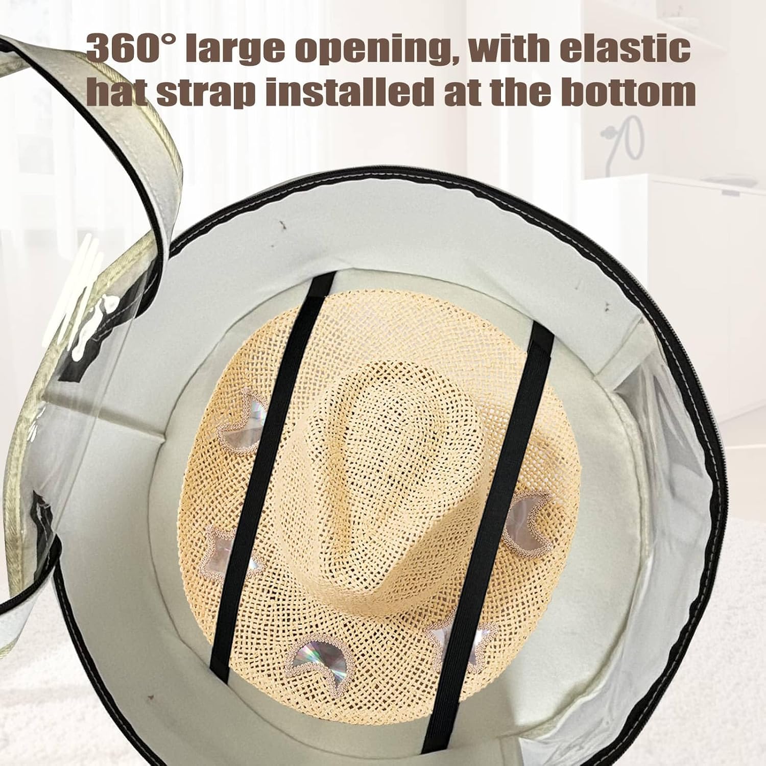 STARGAZ Oversized Clear Hat Storage Bag, Hat box for Closet (White 1 Pack)