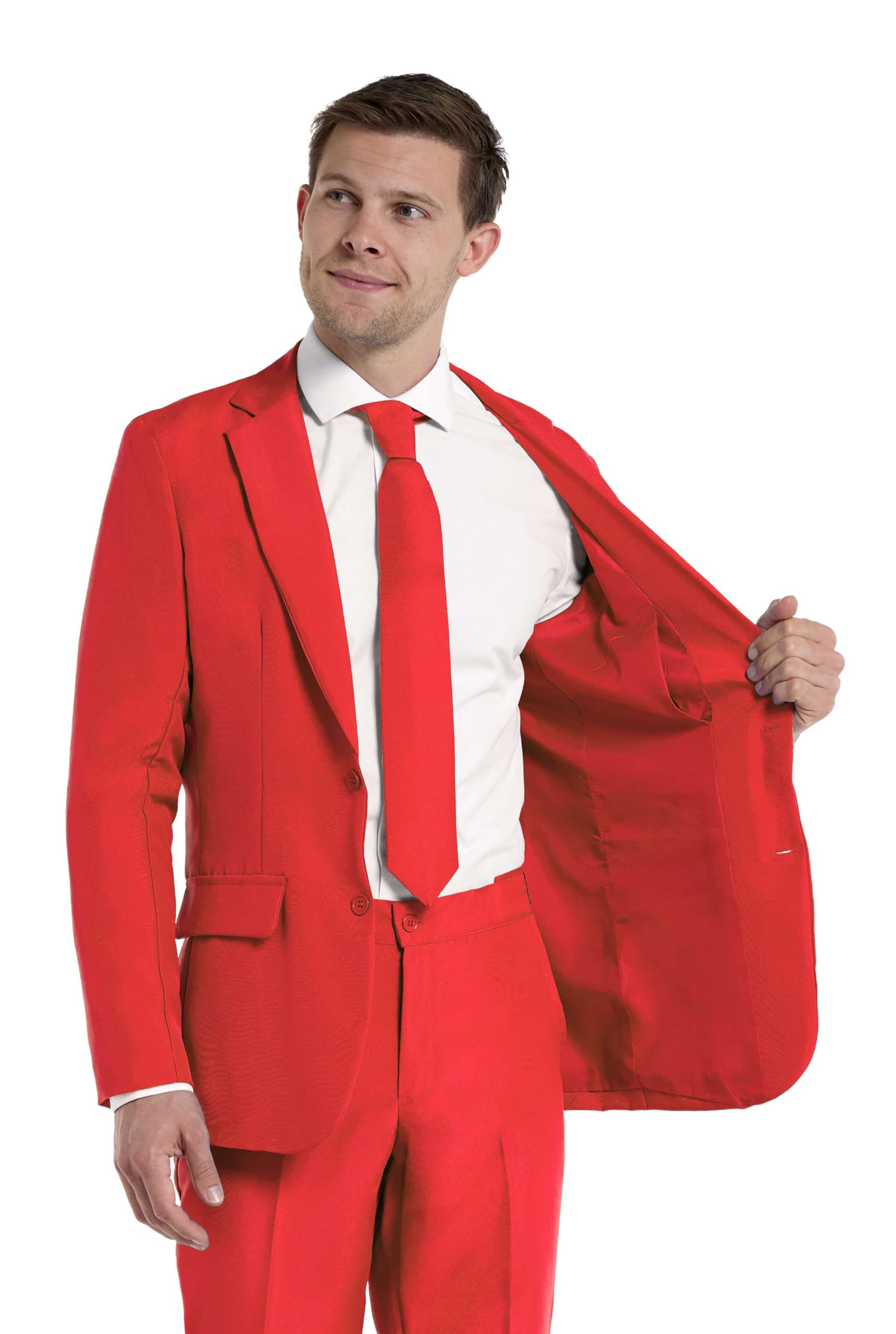 OFFSTREAM Herren Party Kostüm - 2 Stück Einfarbig Outfit für Halloween, Karneval, Fasching Party mit Jacke, Hose & Krawatte