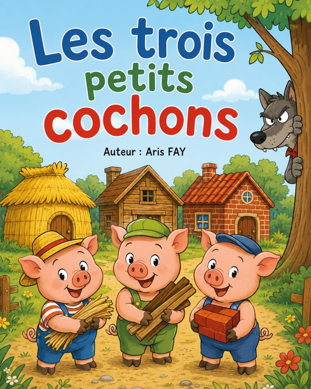 Les Trois Petits Cochons: Une histoire de courage et de patience, un livre pour les enfants de 3 à 6 ans + fiche pédagogique, Album grand format