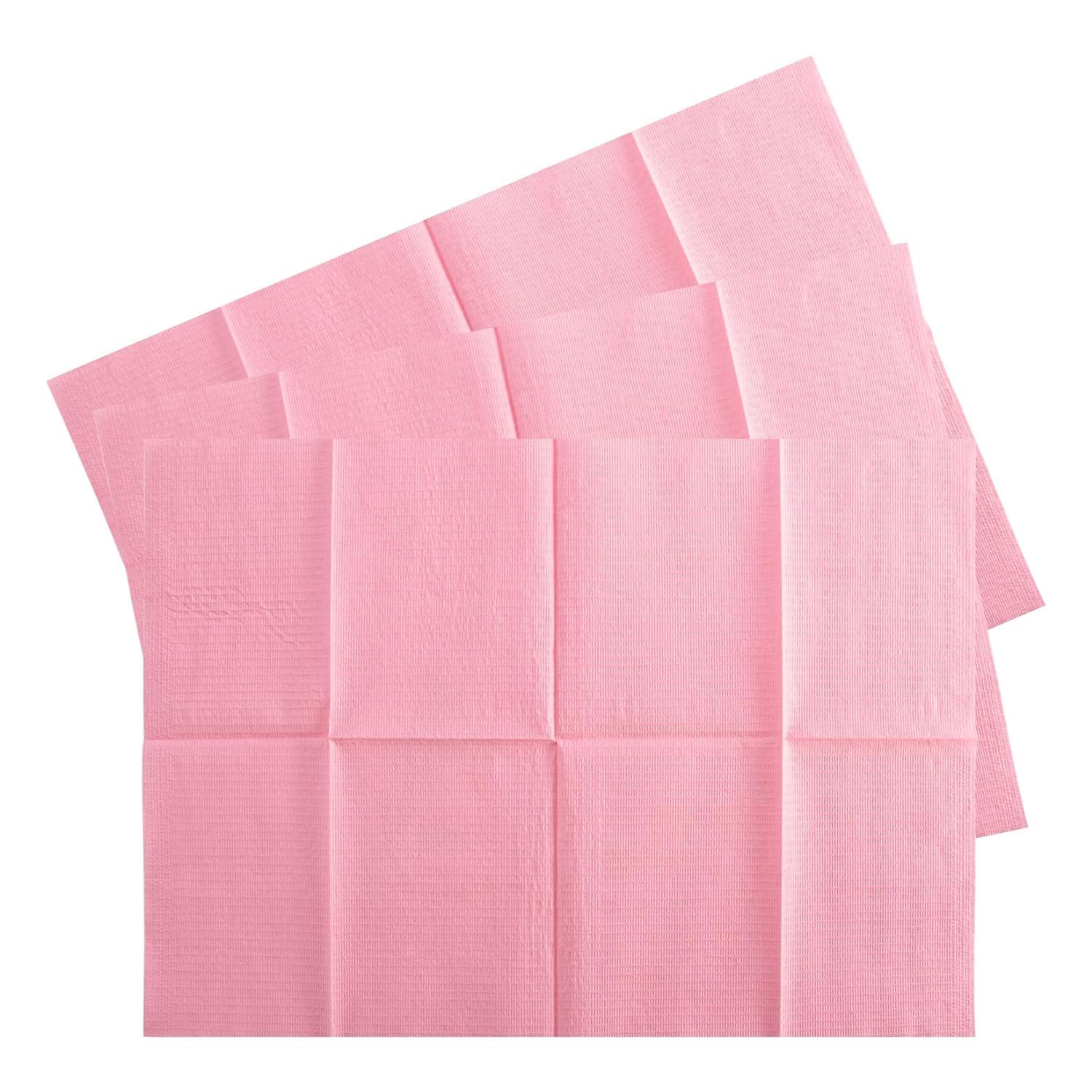 MAQIHAN 75pcs Dental Bibs Disposable - Pink Disposable Dentist Bibs for Nail, Tattoo, Lash, Paper Towels, Napkins, Desk Mat for Nail Table, Tattoo Tray Covers, Nail Tech Art Essential Stuff Supplies