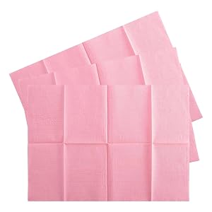MAQIHAN 75pcs Dental Bibs Disposable - Pink Disposable Dentist Bibs for Nail Tattoo Lash Paper Towels Napkins Desk
