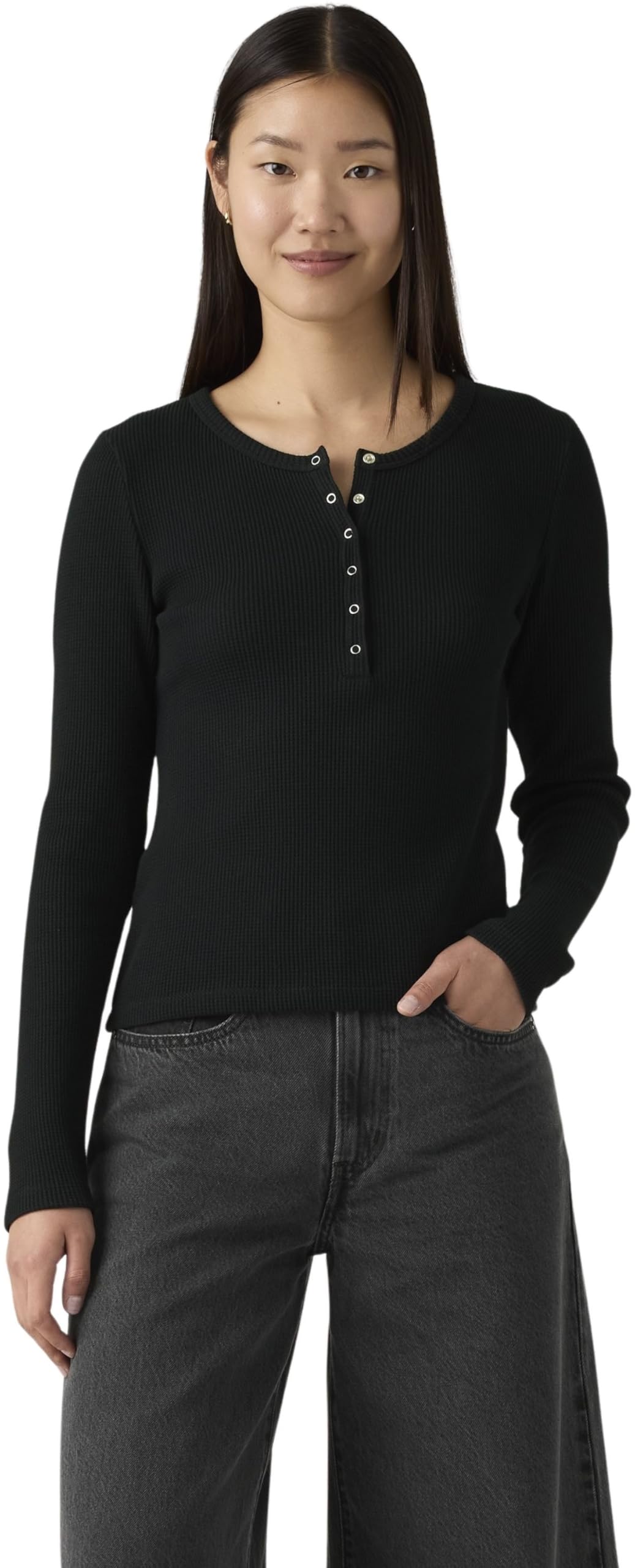 Levi's Mujer Camiseta de Punto Waffle Dry Goods Anthracite Night Black XS