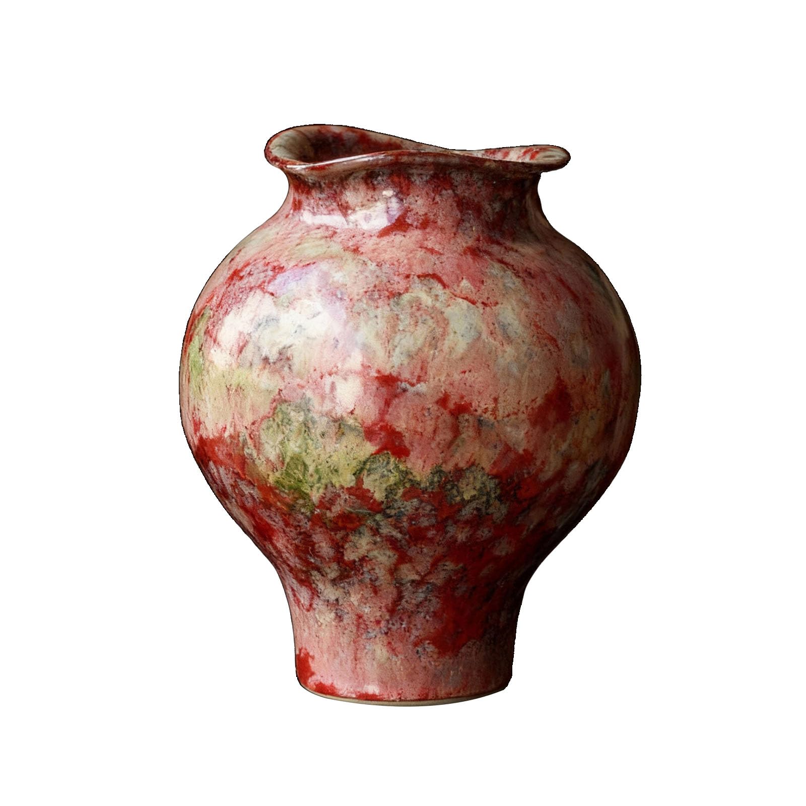 Nzzkoides Pink A Painted Ceramic Vase, Modern Art Vase, Ornament For Living Room, Dining Table Centerpiece, Bedroom, Office, Special Shape, Pink(Size:21 * 21 * 25Cm,Color:pink A)