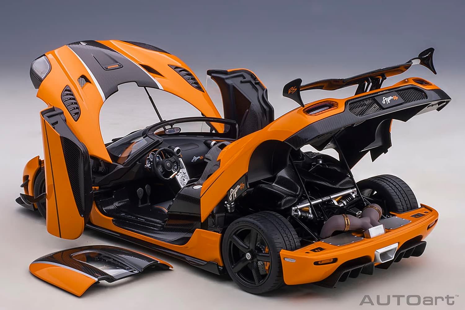 Koenigsegg Agera RS Cone Orange with Black Carbon Accents 1/18 Model Car by Autoart