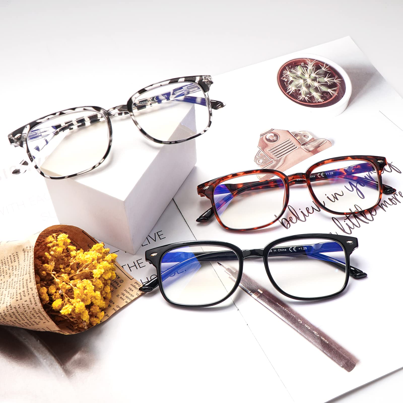 Progressive multifokale Lesebrille, Anti-Blaulicht, für Damen und Herren, modischer Rahmen (3 Mix C1, 1,00, Multiplikatorx)