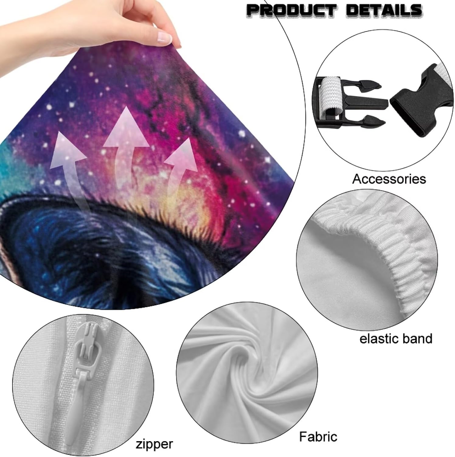 Wolf Galaxy Print Computer & Gaming Chair Slipcover Dust-Proof Elastic Game Chair Cover with Armrest Covers Easy to Install Universal Fit Office Desk & Racing Computer Gamer Chairs
