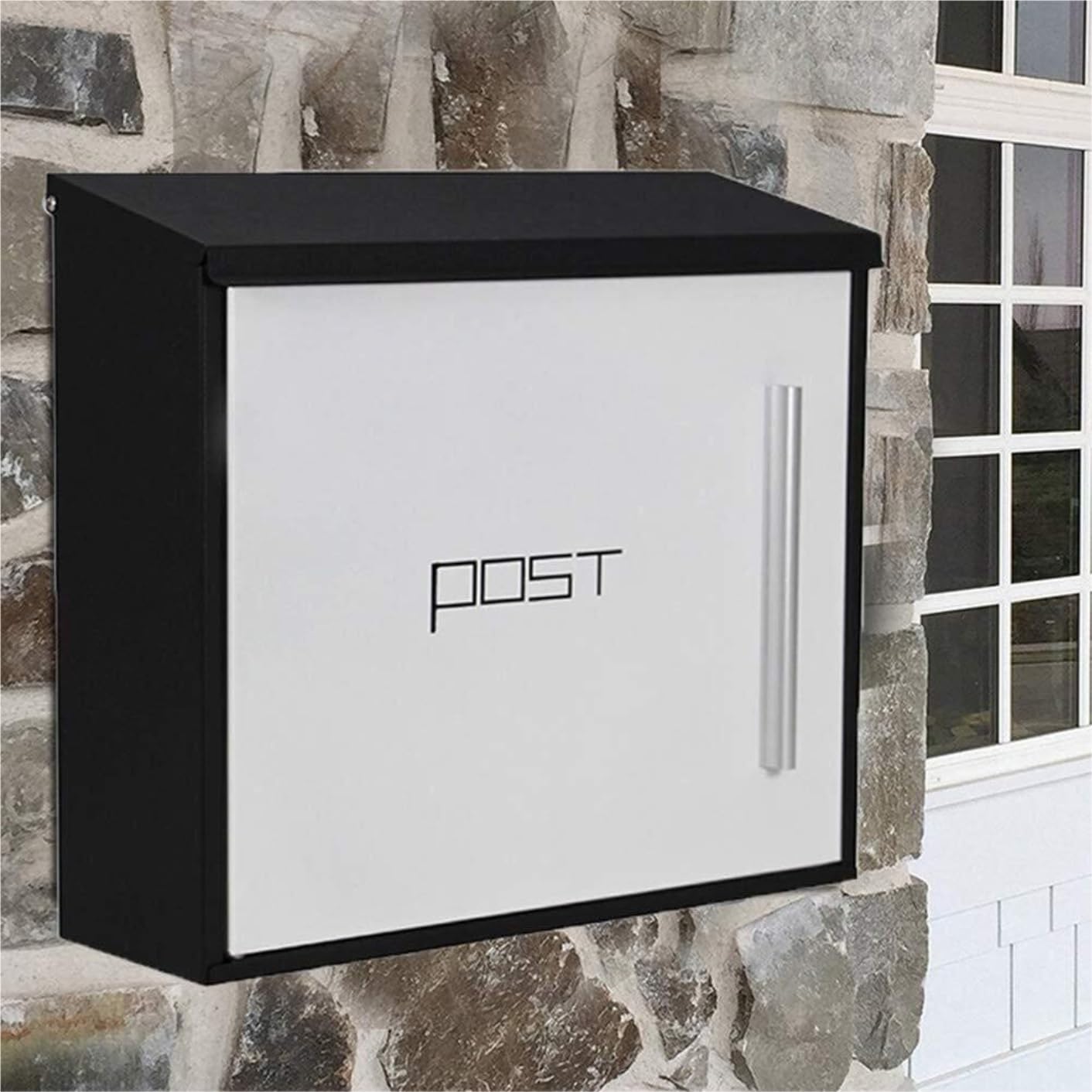 Buzón Buzón De Correo Exterior, Montado En La Pared, Sugerencias para Exteriores, Acero Inoxidable, con Cerradura Decorativo(White)