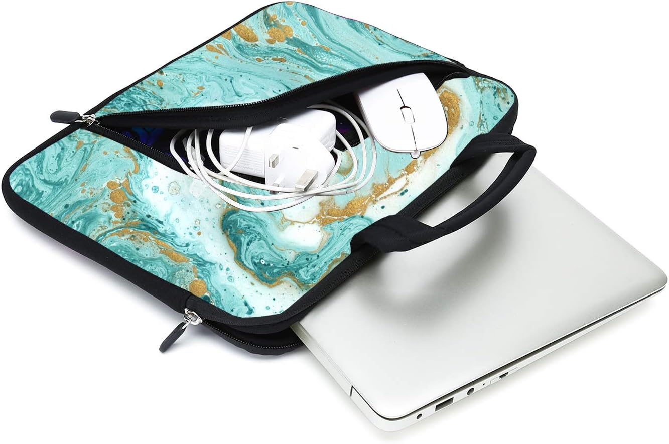 Green Marble Neoprene Laptop Case - 11.6" to 12.2" Fits MacBook Air, Samsung, Acer, HP - Two Pockets, Handle, Ultrabook & Chromebook Sleeve - Image 4