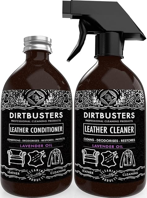Dirtbusters Leather Cleaning And Conditioner Kit, Clean, Protect, Condition, Restore & Deodorise With Lavender Oil For All Leather Sofas, Furniture, Shoes, Bags, Car Seats, Saddles & Tack (2x500ml)