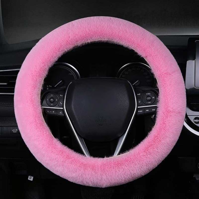 Capa de volante automotivo em pelúcia rosa, 38,1 cm, Hbxdeco