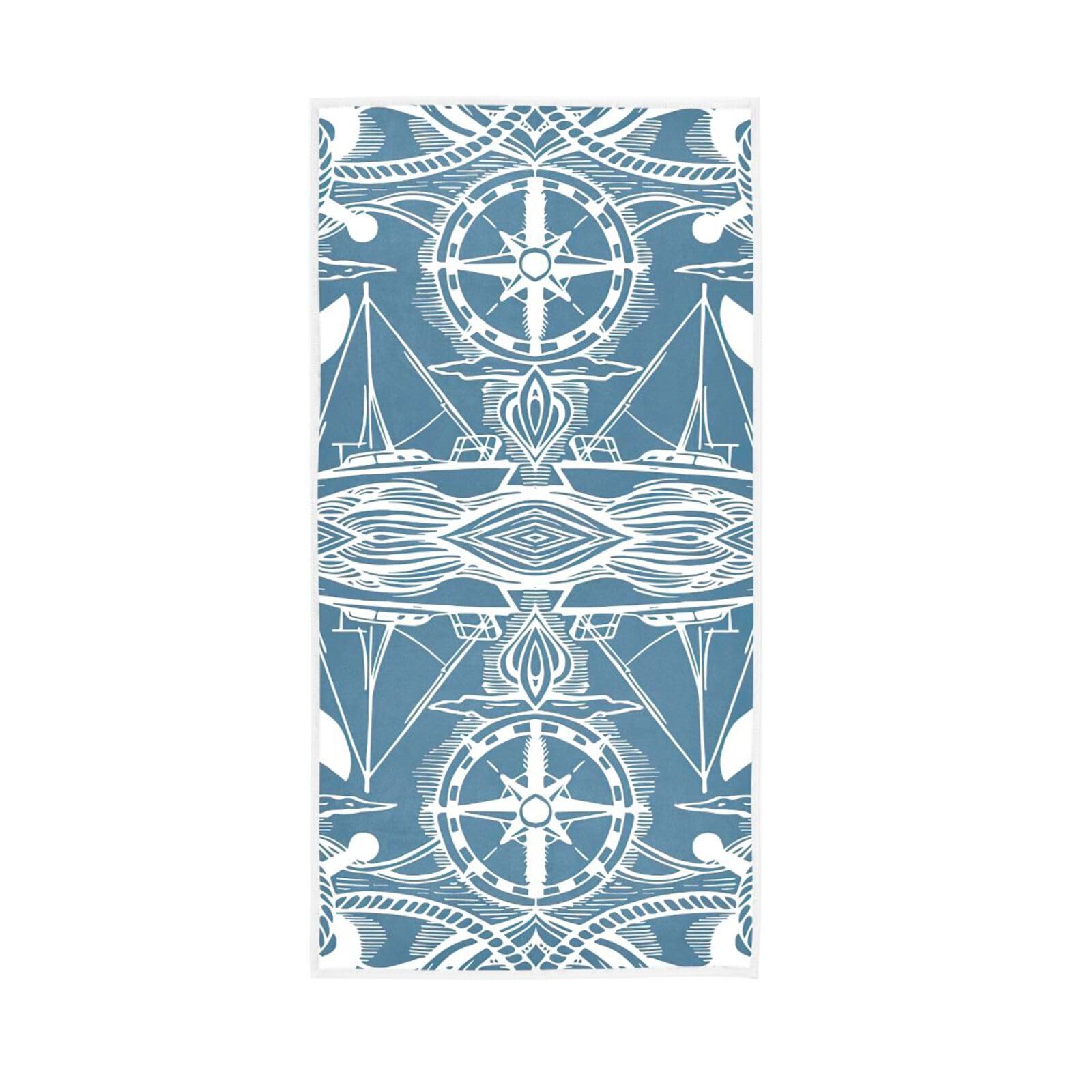 HUYGD Nautical Icon Kitchen Hand Towel, 15 x 30 Inches Absorbent Hand Towel Spa Towels for Bathroom Fingertip Towels for Bathroom