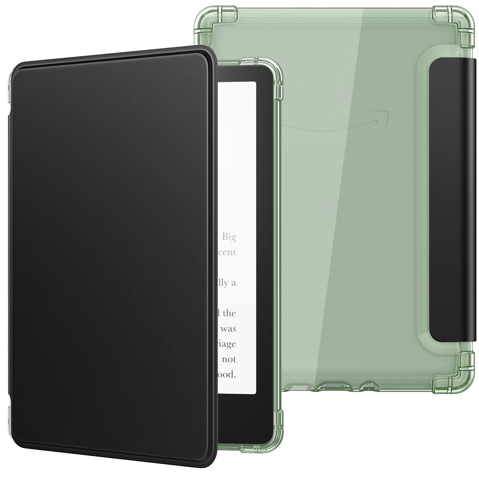 MoKo Case for 6.8" Kindle Paperwhite 11th Generation 2021 & Kindle Paperwhite Signature Edition, Ultra Clear Soft Flexible Transparent TPU Back Cover Light Shell with Auto Wake/Sleep, Black