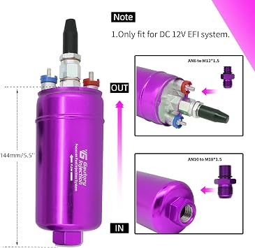 044 External Inline Fuel Pump Kit 300LPH High Flow Universal Purple