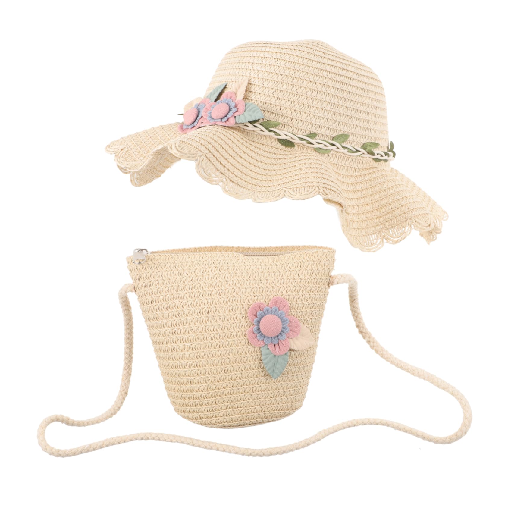 VALICLUD Strandhut Für Mädchen Kappe Damen Hüte Kleinkindermützen -mädchen-Hut Sommermützen Mädchen Hüte Sommer Strandhüte Sombrero De Fischerhut Für Mädchen Tasche Stroh
