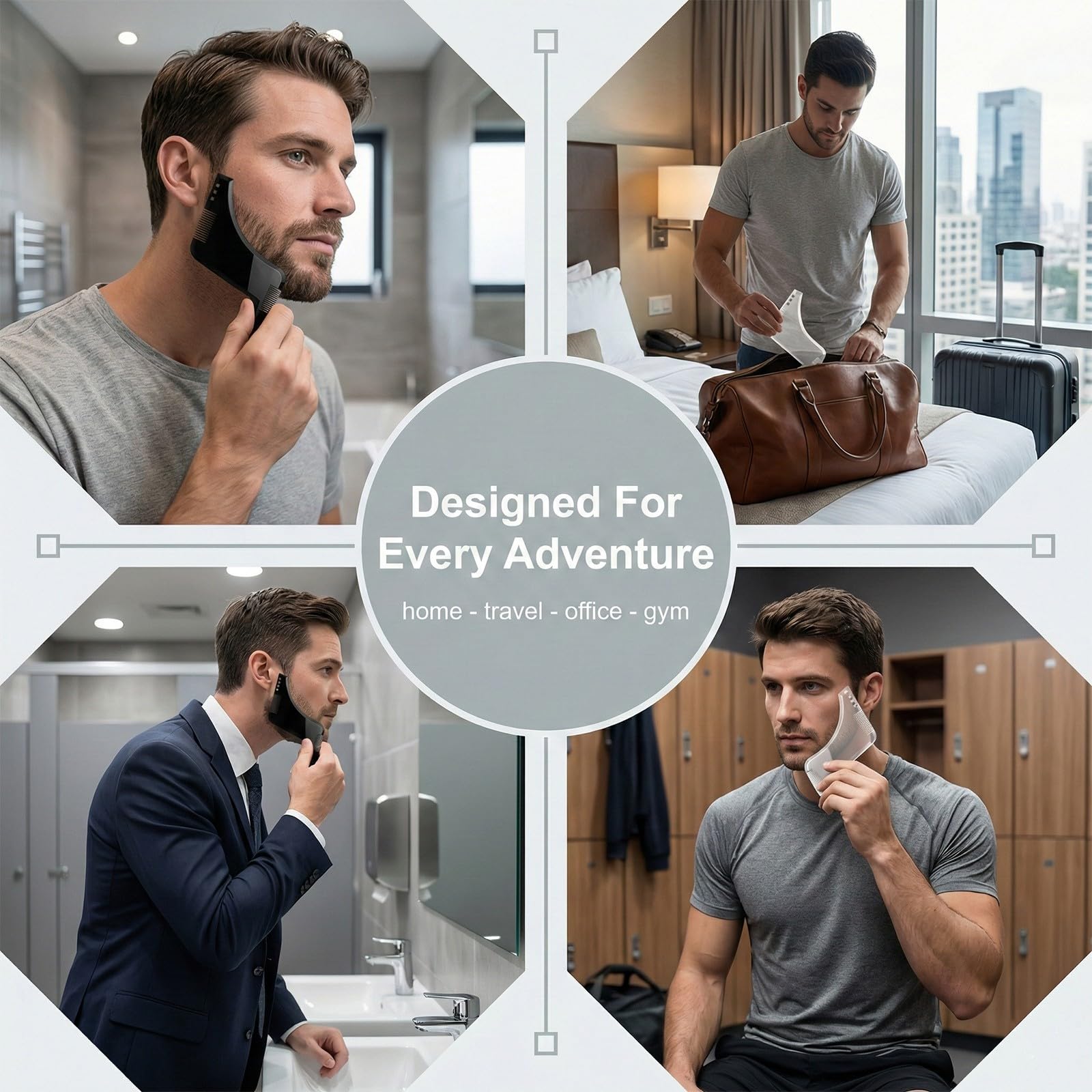 Pettine Barba,Set di 2 Pettine Barba Uomo,Spazzole per Barbas, Pettines per Modellare la Barbas, Pettines per Scolpire la Barbe Rifinita ey Curata