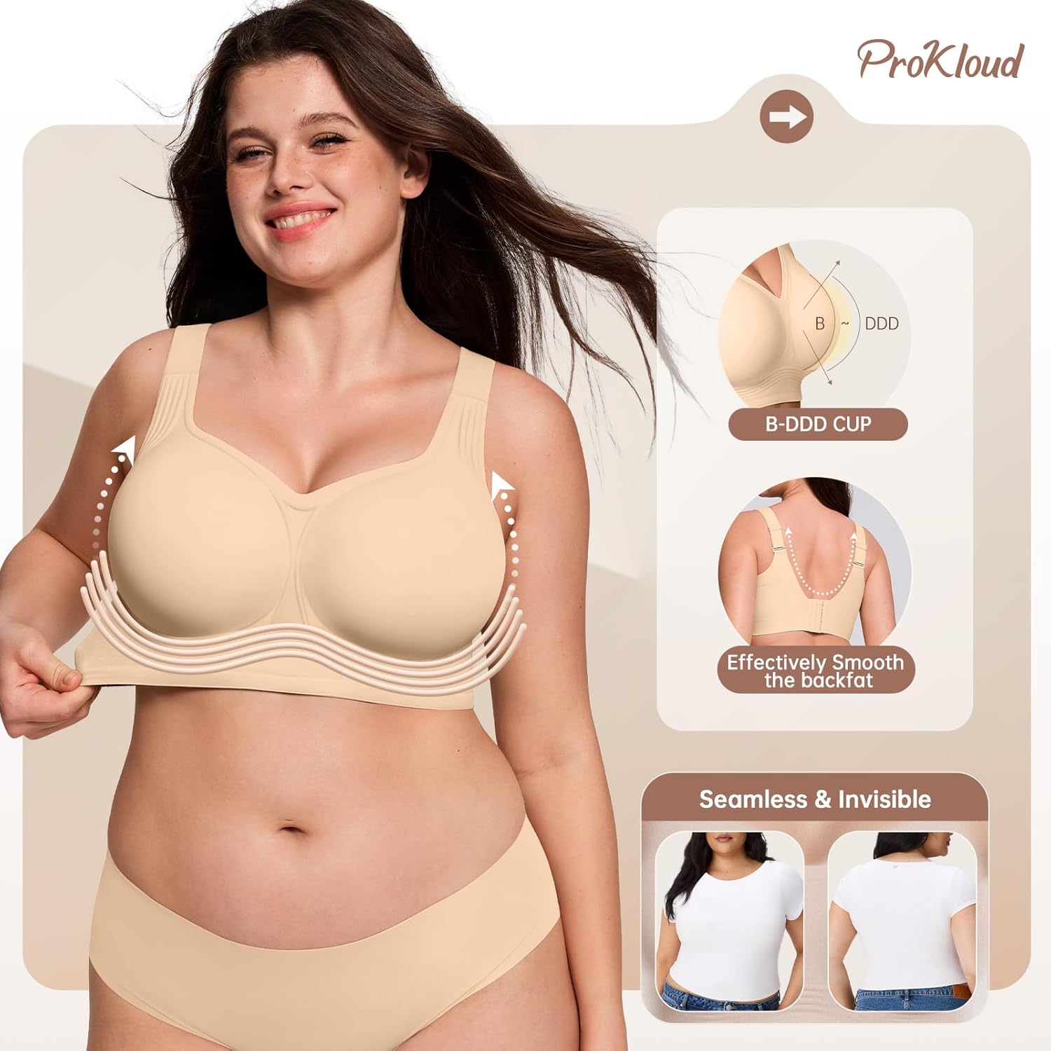 Jelly Bras for Women No Underwire Wireless Bra with Support and Lift Full Coverage Plus Size Comfy Seamless Bra - Image 2